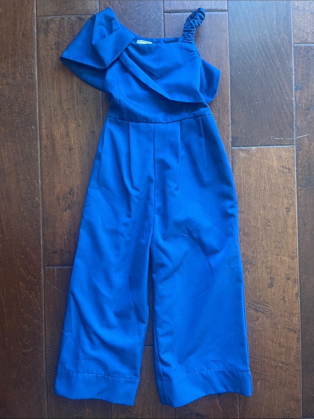 Habitual Girls Size 7/8 One-Shoulder Royal Blue Wide-Leg Jumpsuit